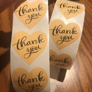 🍒🍒 Heart Thank You Stickers